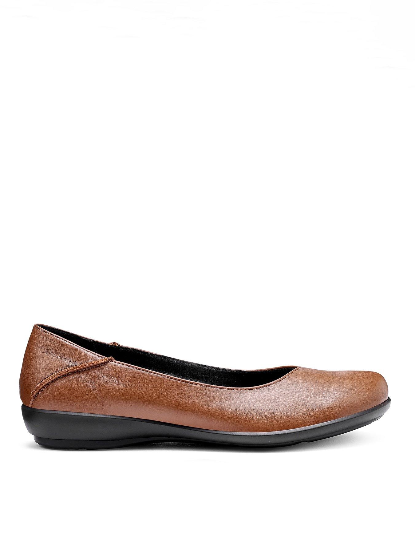  image of hotter-birdie-wide-fit-leather-ballerina-shoe-rich-tan