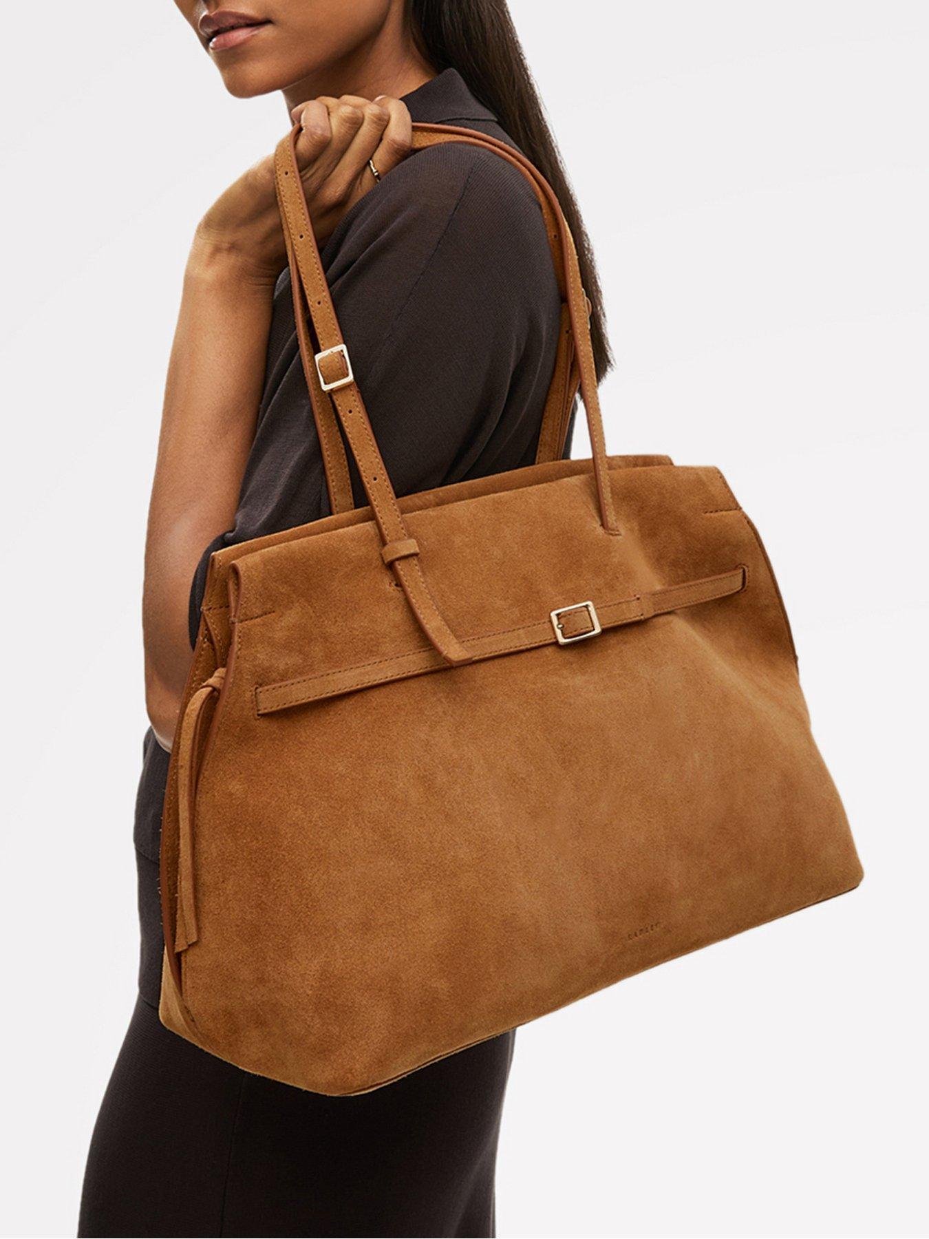 Image 1 of 5 of Radley Christina Street Large Suede Ziptop Shoulder Bag - Brown