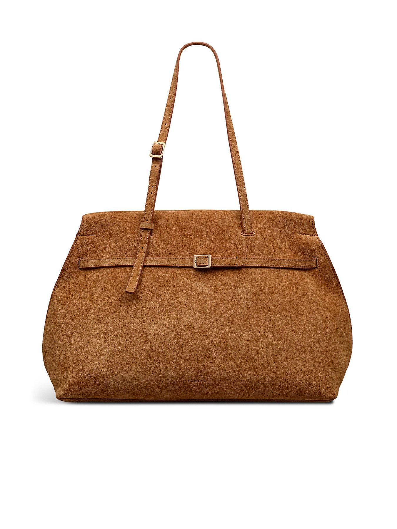  image of radley-christina-street-large-suede-ziptop-shoulder-bag-brown