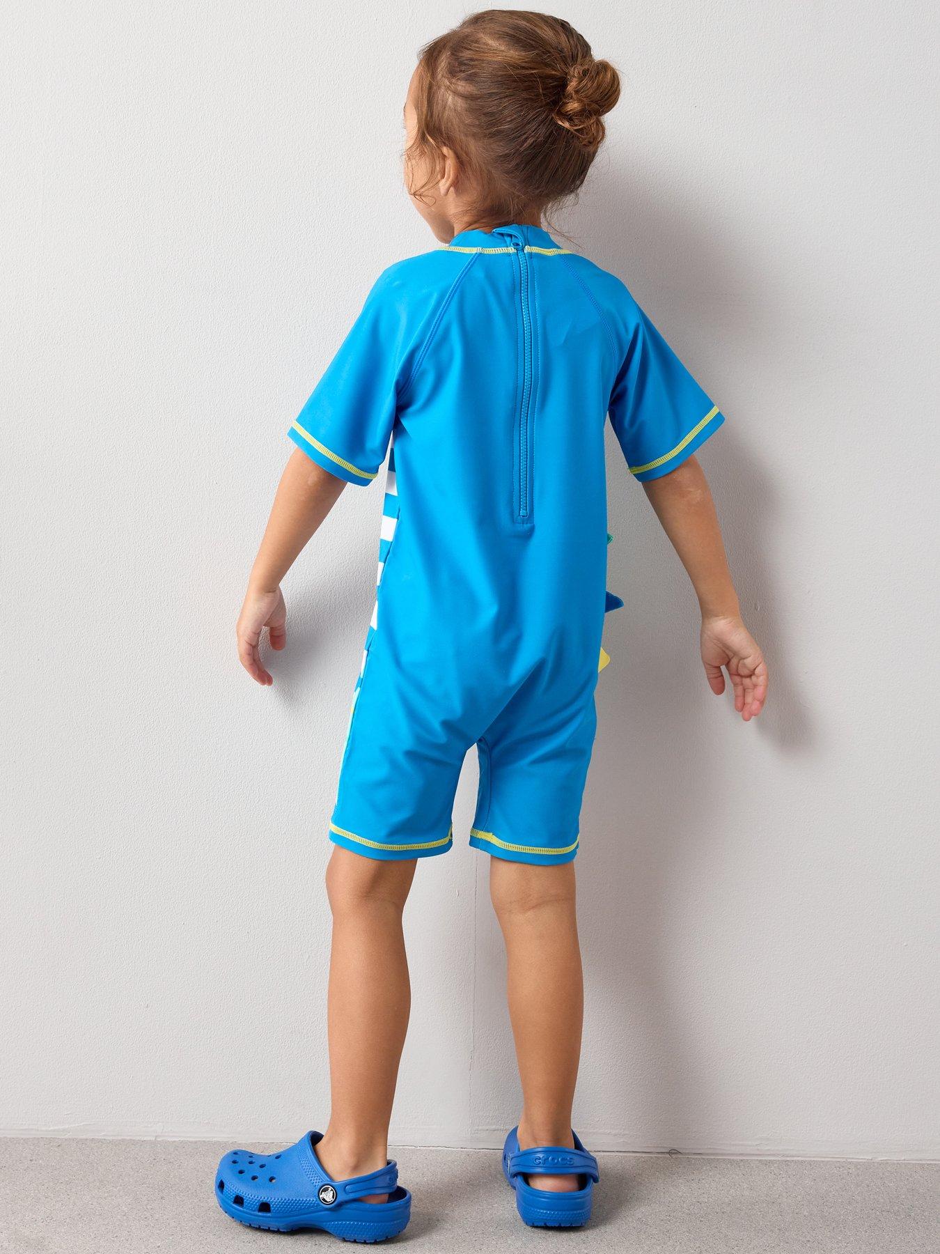 Image 2 of 5 of The Very Collection Boys Stripe Dino Surfsuit and Hat - Blue
