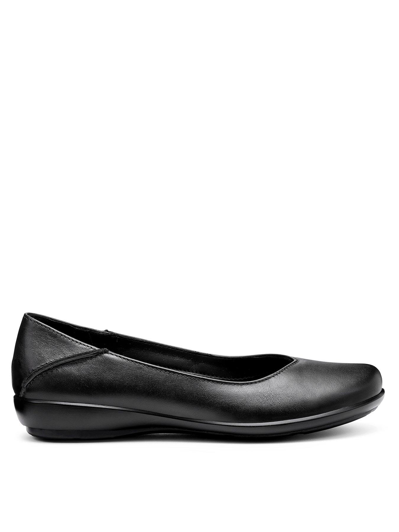 Image 1 of 4 of Hotter Birdie Wide Fit Leather Ballerina Shoe - Black