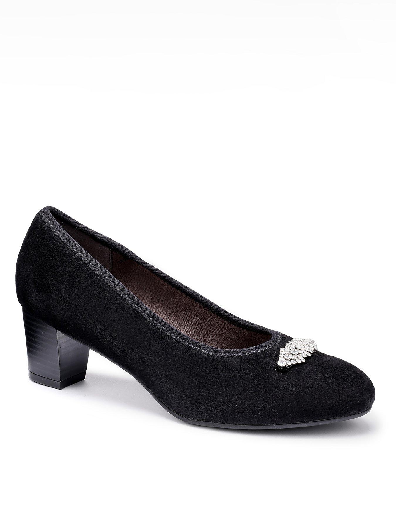 Image 2 of 4 of Hotter Strut Suede Heeled Shoe - Black