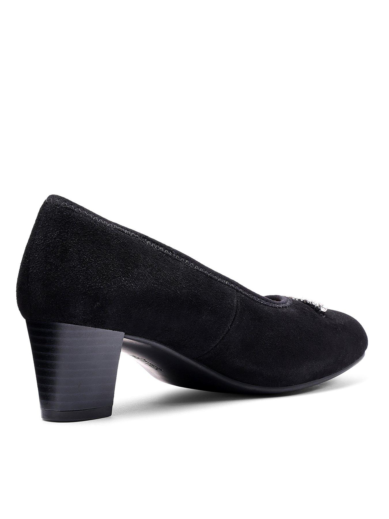 Image 3 of 4 of Hotter Strut Suede Heeled Shoe - Black