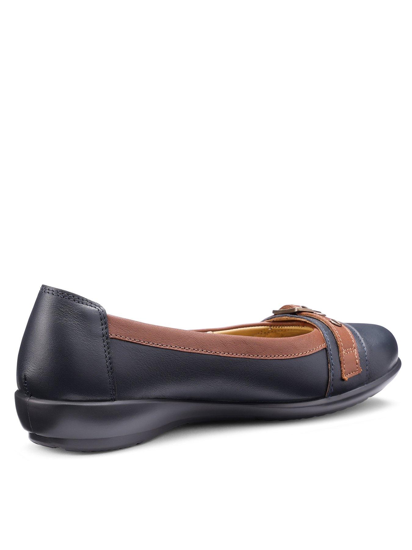  image of hotter-sparrow-leather-ballerina-shoe-navy