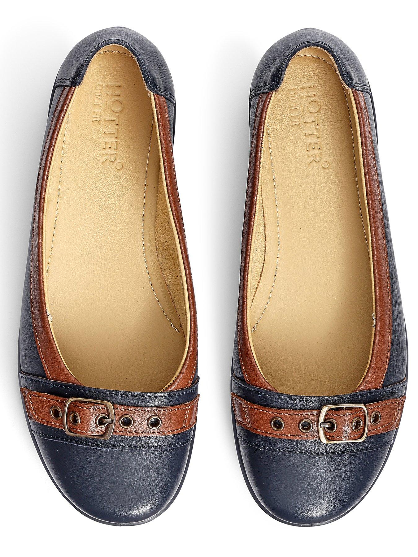  image of hotter-sparrow-leather-ballerina-shoe-navy