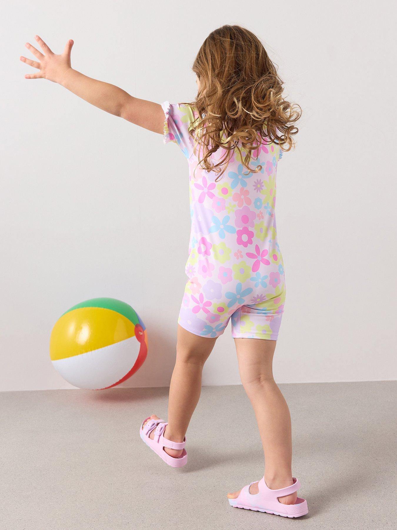 Image 2 of 6 of The Very Collection Toddler Girl Sun Safe Pastel Floral Swimsuit - Pink