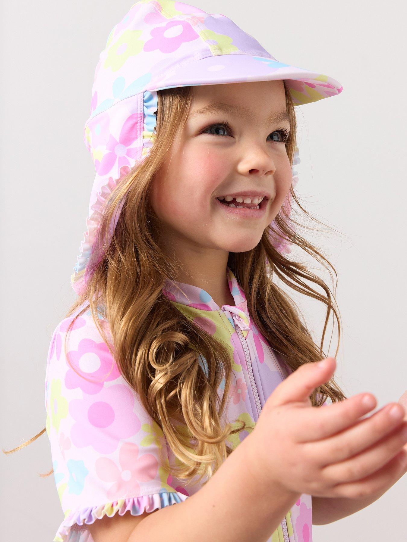 Image 3 of 6 of The Very Collection Toddler Girl Sun Safe Pastel Floral Swimsuit - Pink