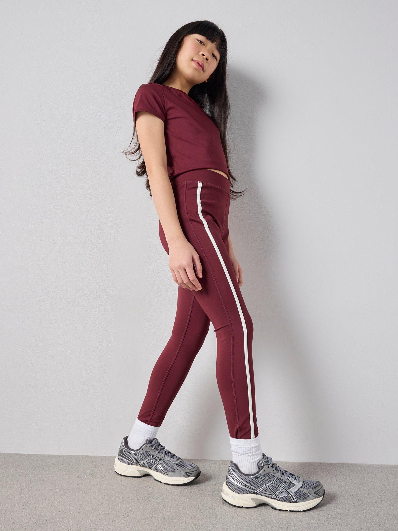 The Very Collection Girls Cropped T-Shirt and Leggings Sports Set - Dark Pink