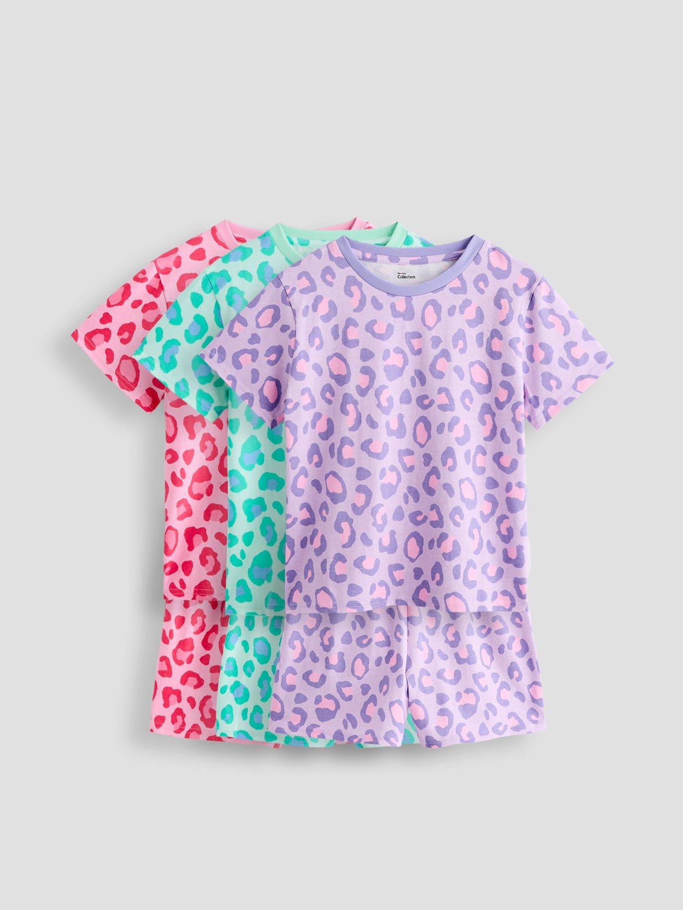 Image 1 of 5 of The Very Collection Girls 3 Pack Animal Print Short Pyjamas - Multi