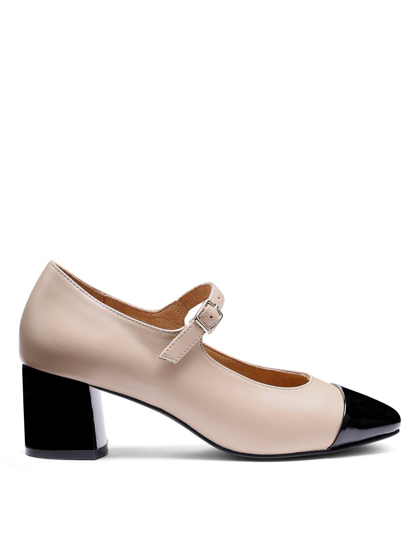  image of hotter-shimmer-wide-fit-leather-heeled-shoe-beige