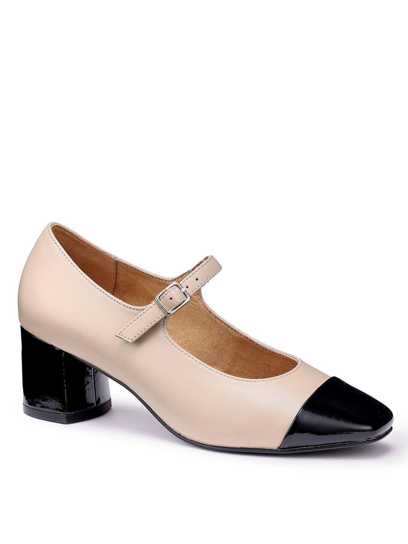  image of hotter-shimmer-wide-fit-leather-heeled-shoe-beige