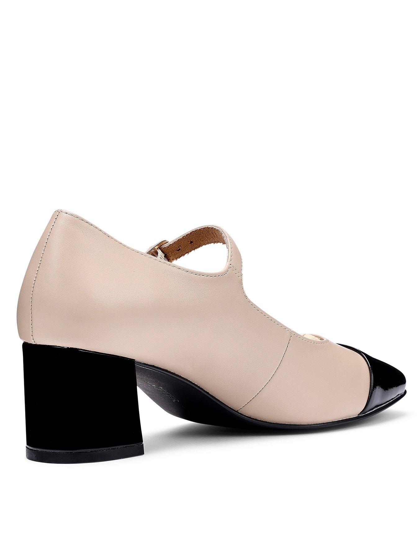  image of hotter-shimmer-wide-fit-leather-heeled-shoe-beige