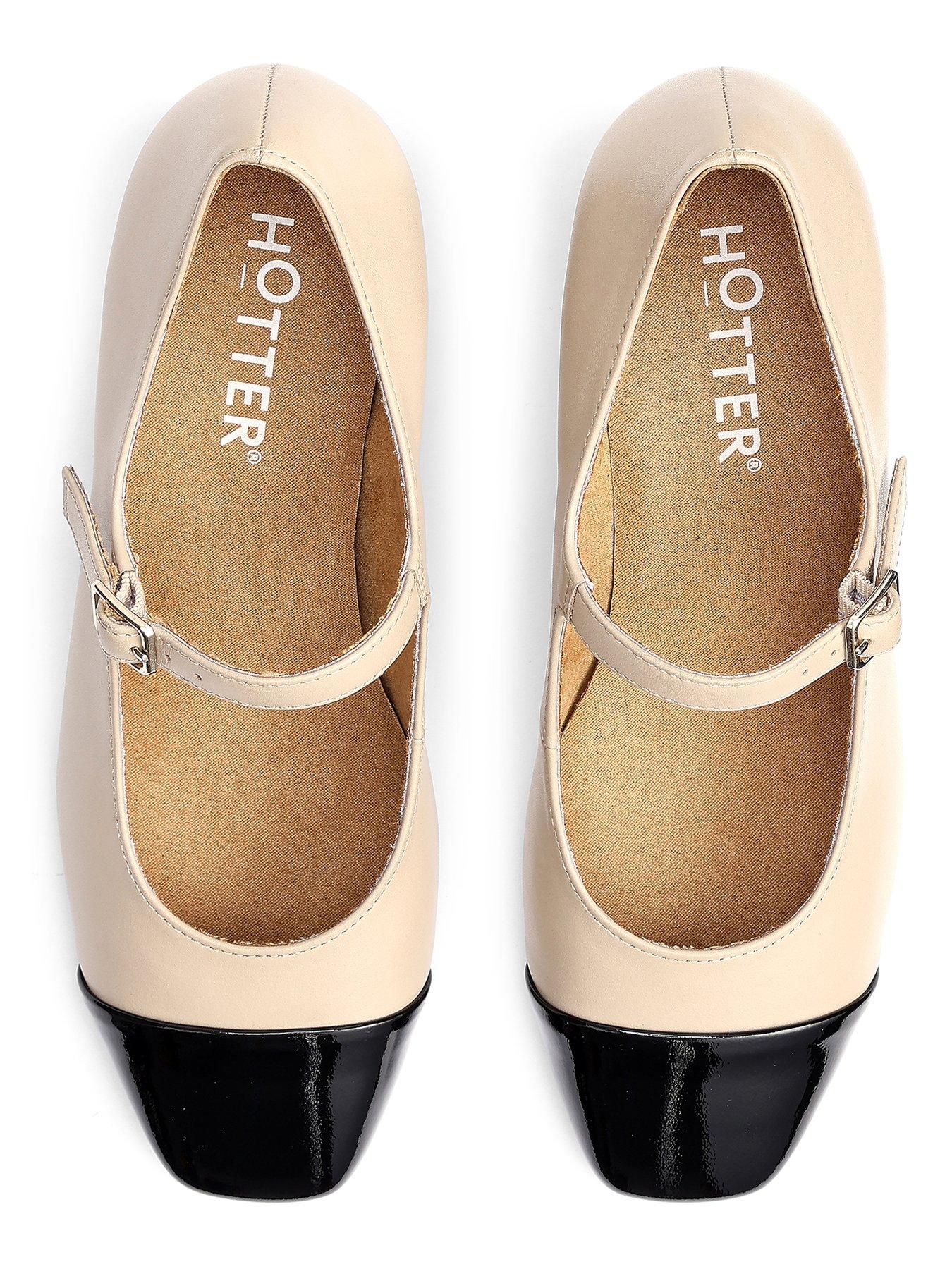  image of hotter-shimmer-wide-fit-leather-heeled-shoe-beige