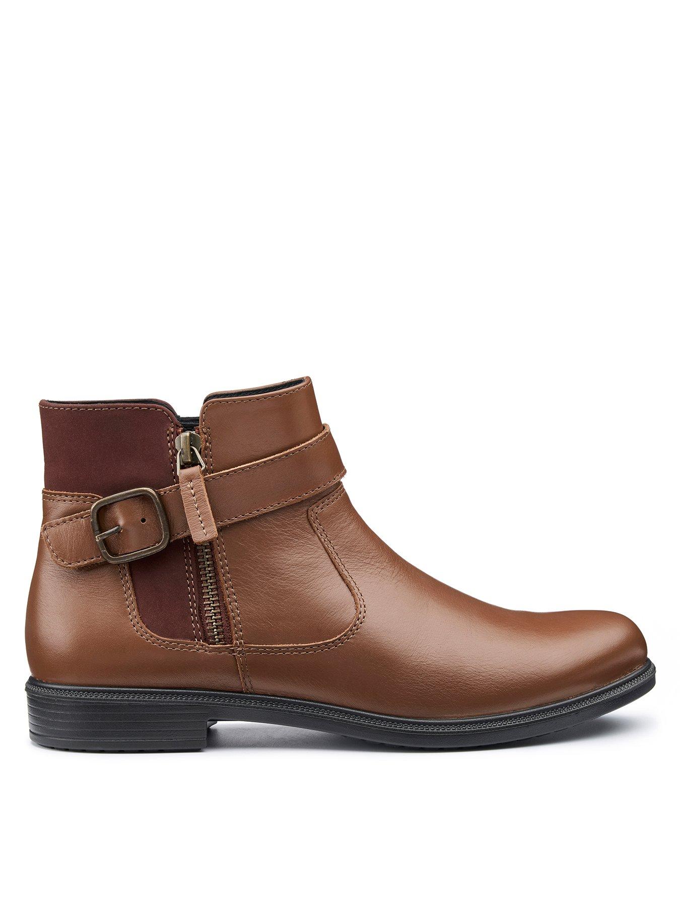 Hotter Kingston Wide Fit Leather Ankle Boot - Tan