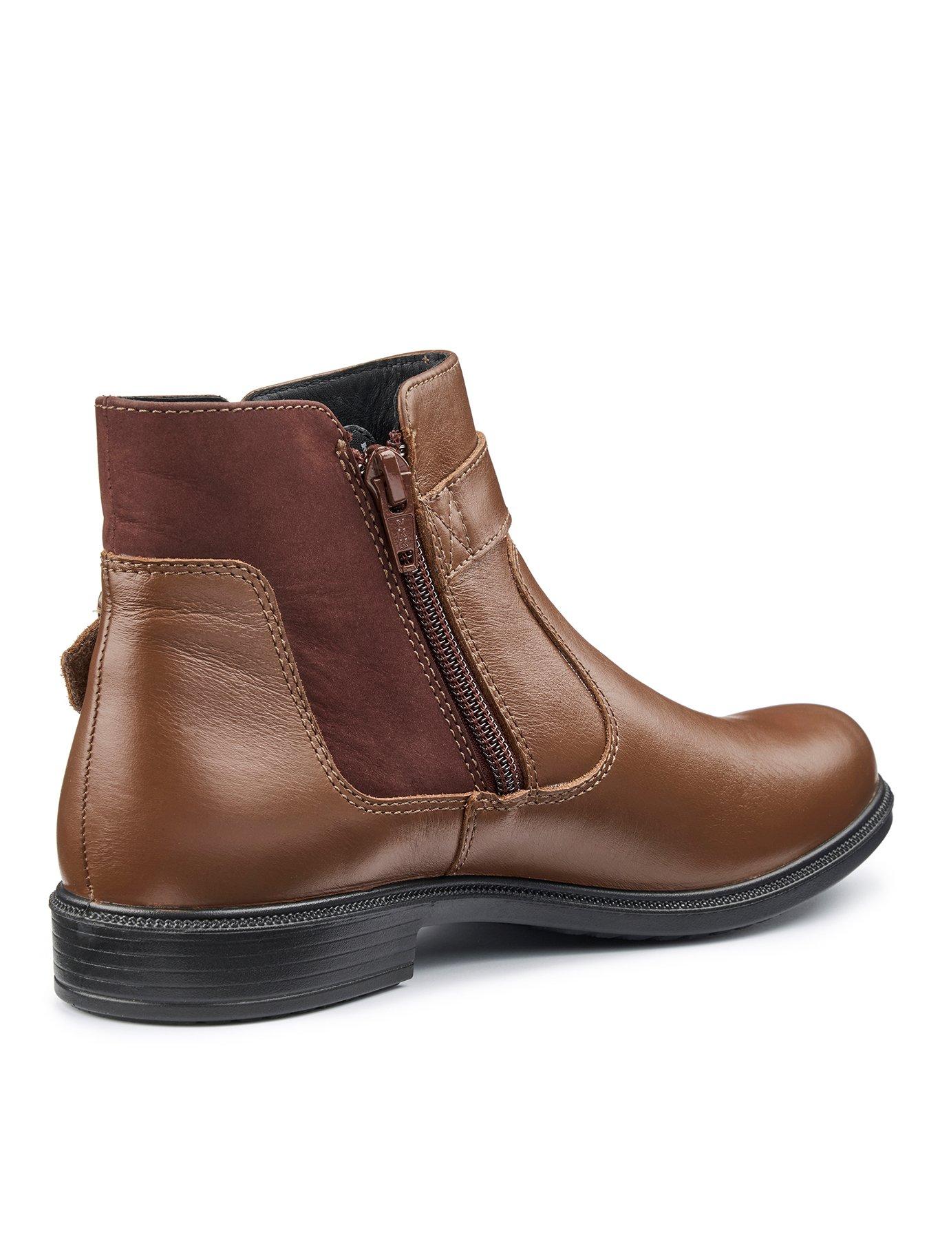  image of hotter-kingston-wide-fit-leather-ankle-boot-tan