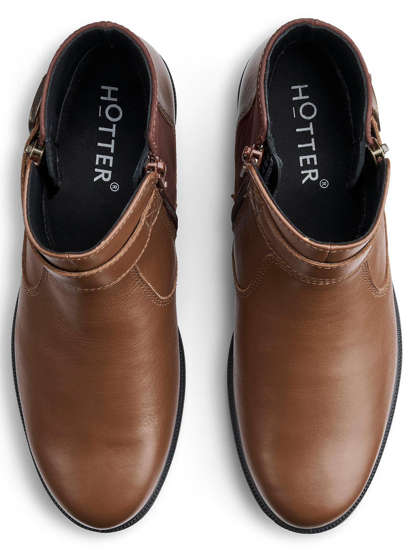  image of hotter-kingston-wide-fit-leather-ankle-boot-tan
