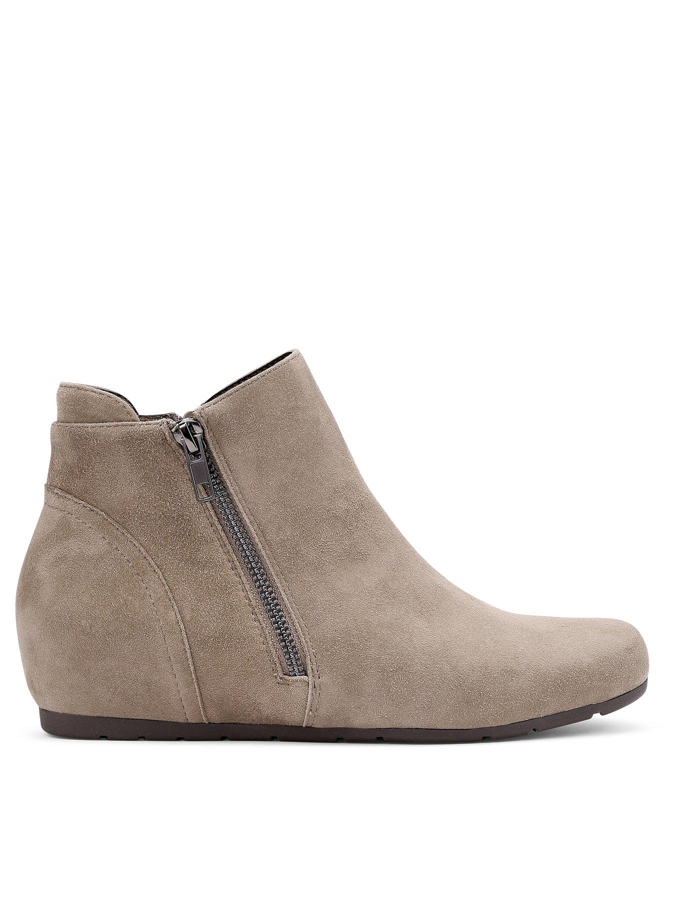 undefined Avebury Wide Fit Suede Wedge Boot - Beige