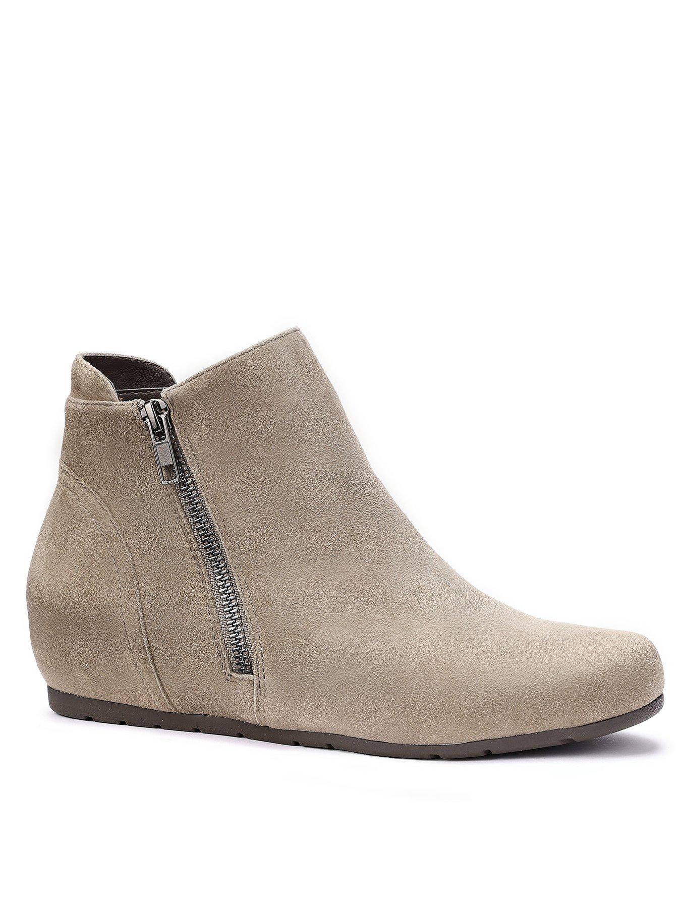Image 2 of 5 of Hotter Avebury Wide Fit Suede Wedge Boot - Beige