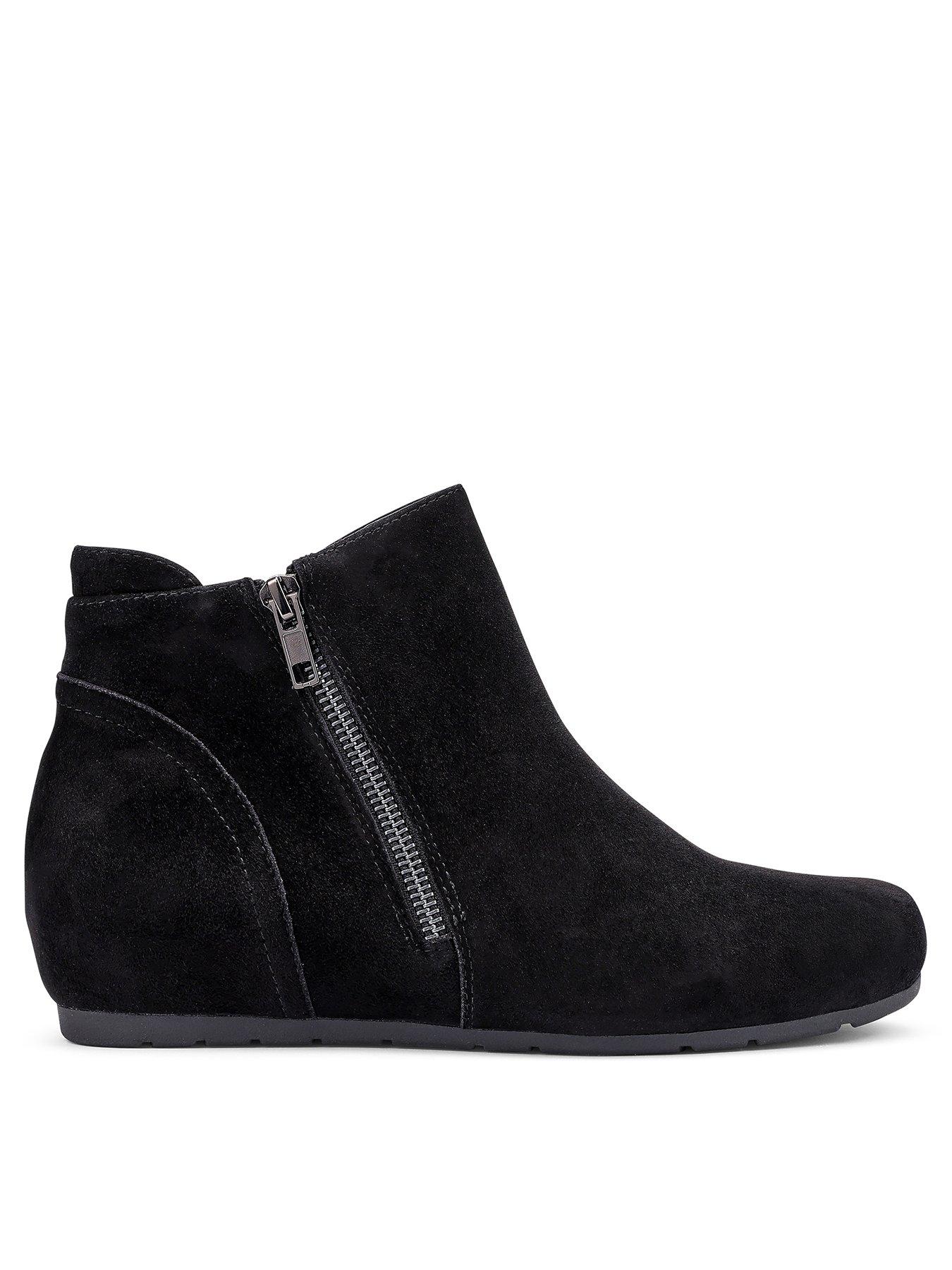 undefined Avebury Wide Fit Suede Wedge Boot - Black
