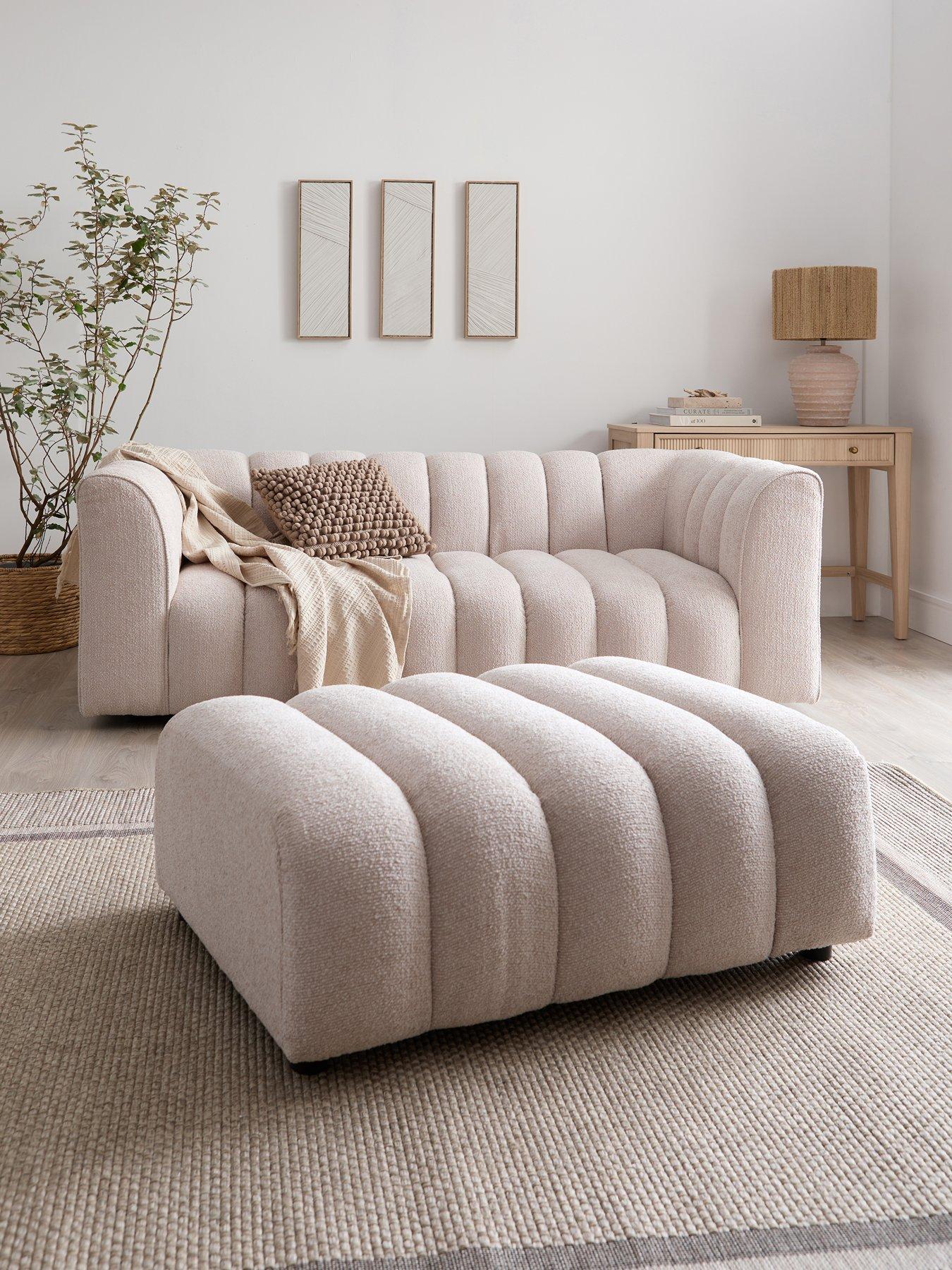 Michelle Keegan Home Mikah 3 Seater Fabric Sofa + Footstool Set (Buy  &  SAVE!) - FSC® Certified