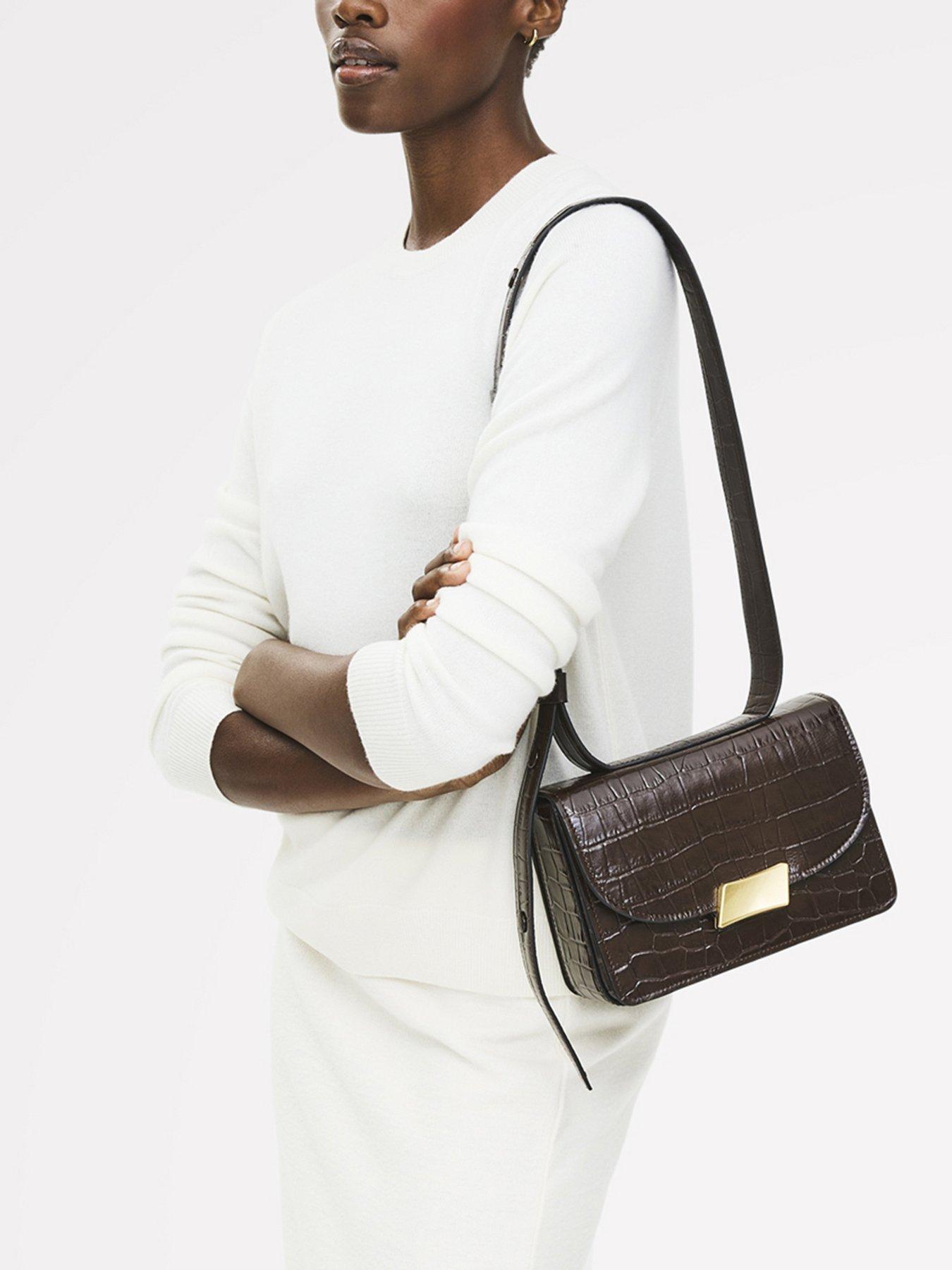 Image 1 of 5 of Radley The Belsize&nbsp;Faux Croc Small Flapover Shoulder Bag - Brown