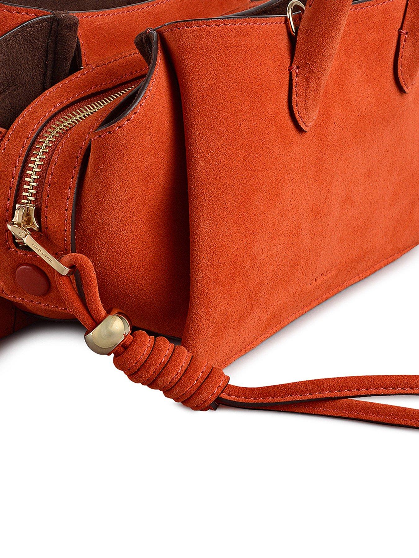  image of radley-the-romilly-small-suede-ziptop-grab-bag-flame