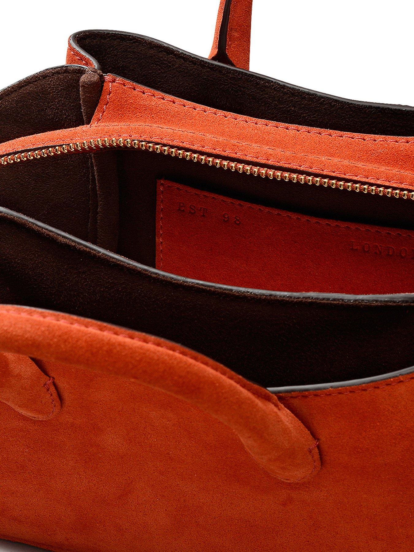  image of radley-the-romilly-small-suede-ziptop-grab-bag-flame