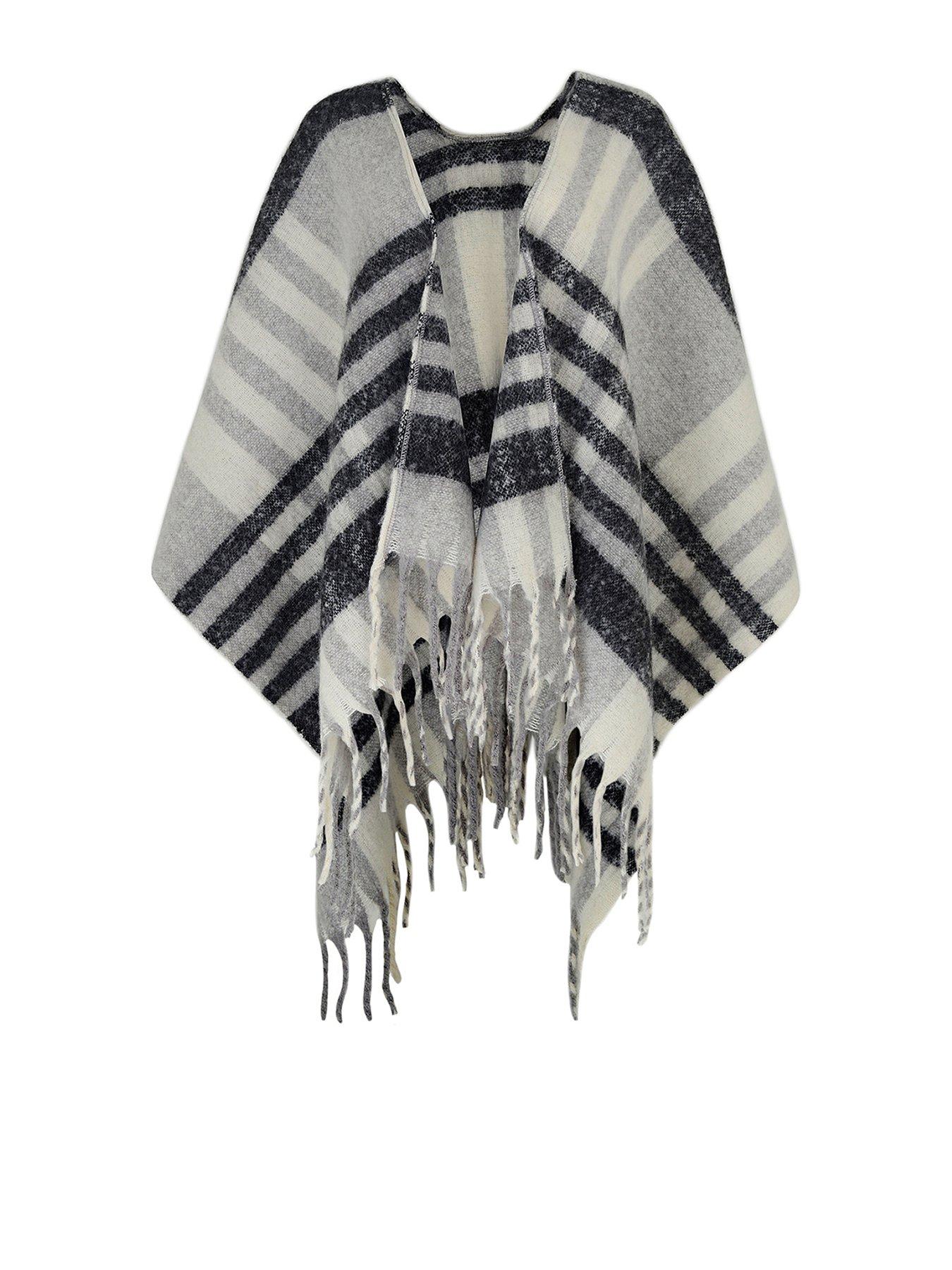 undefined Check Poncho - Grey