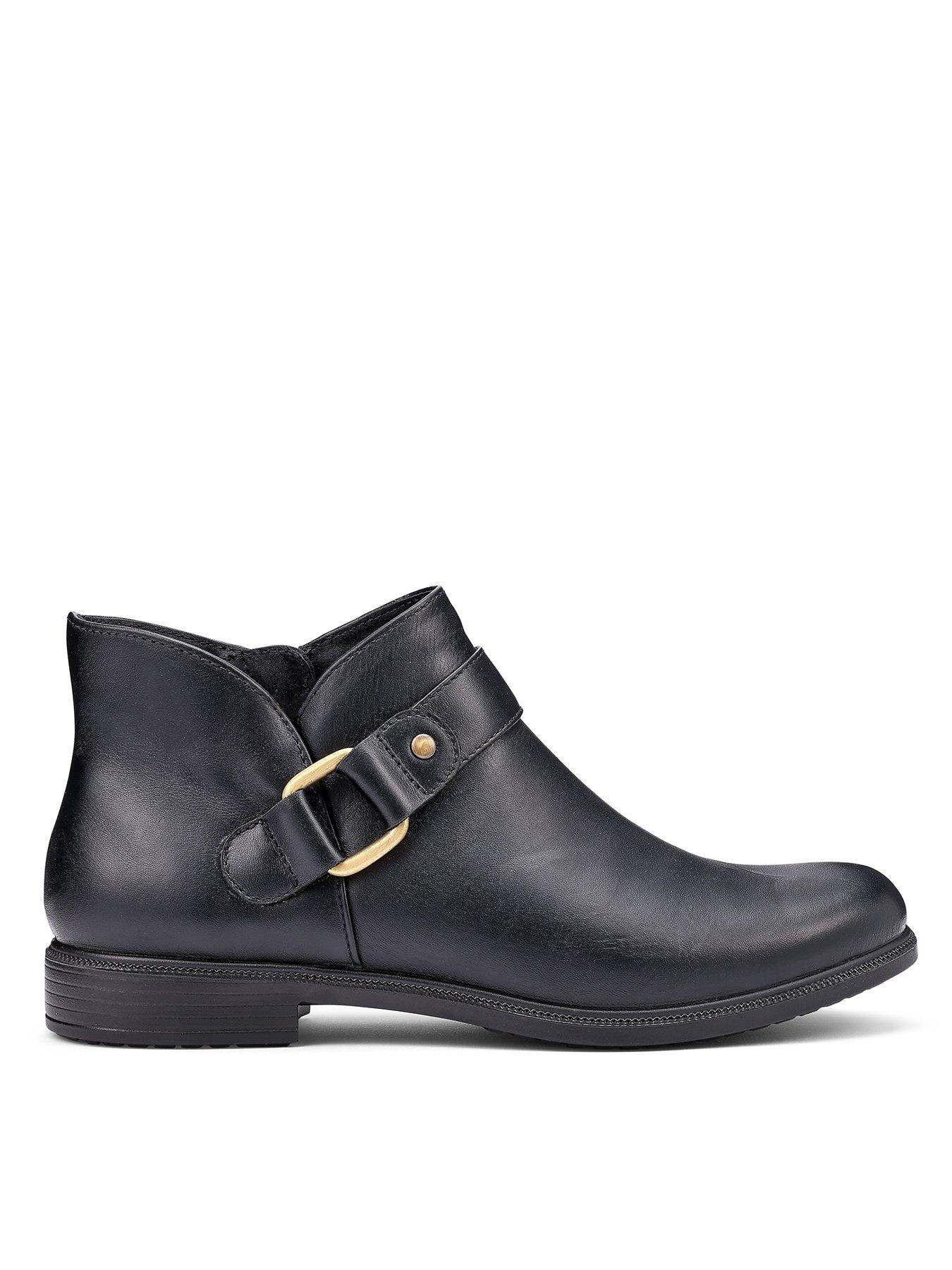 Hotter Linton Wide Fit Leather Ankle Boot - Black