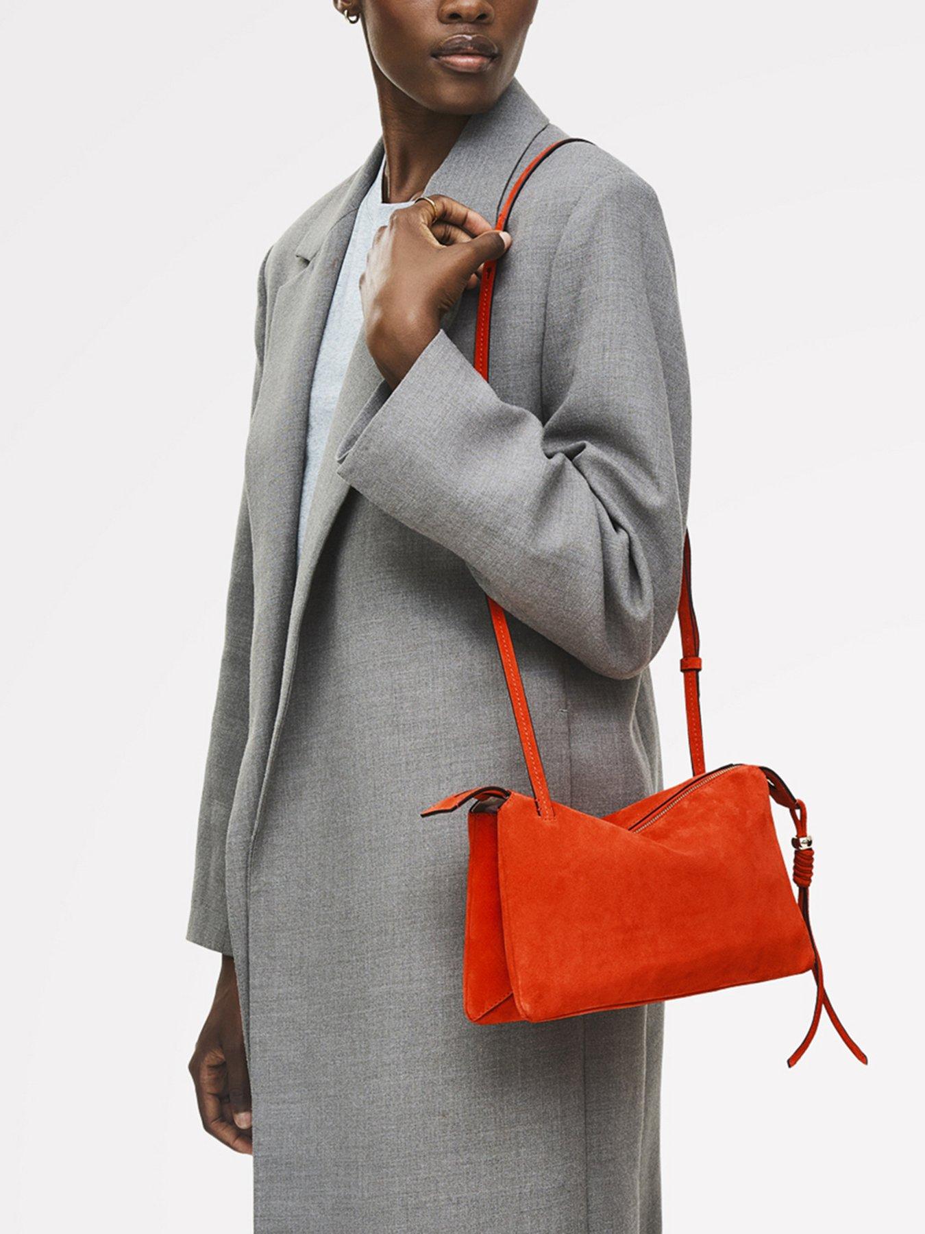 Image 2 of 4 of Radley The Romilly Suede Medium Ziptop Crossbody Bag - Orange