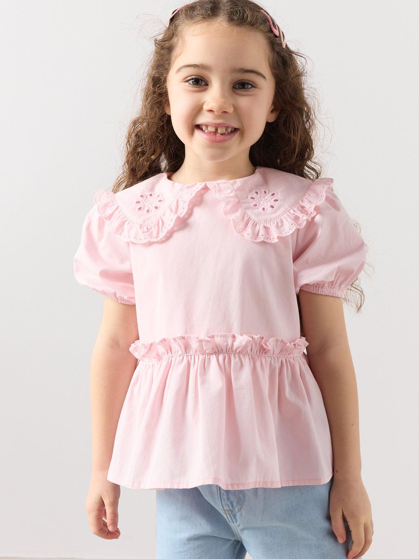 Image 1 of 7 of The Very Collection Girls Woven Collar Blouse - Pink