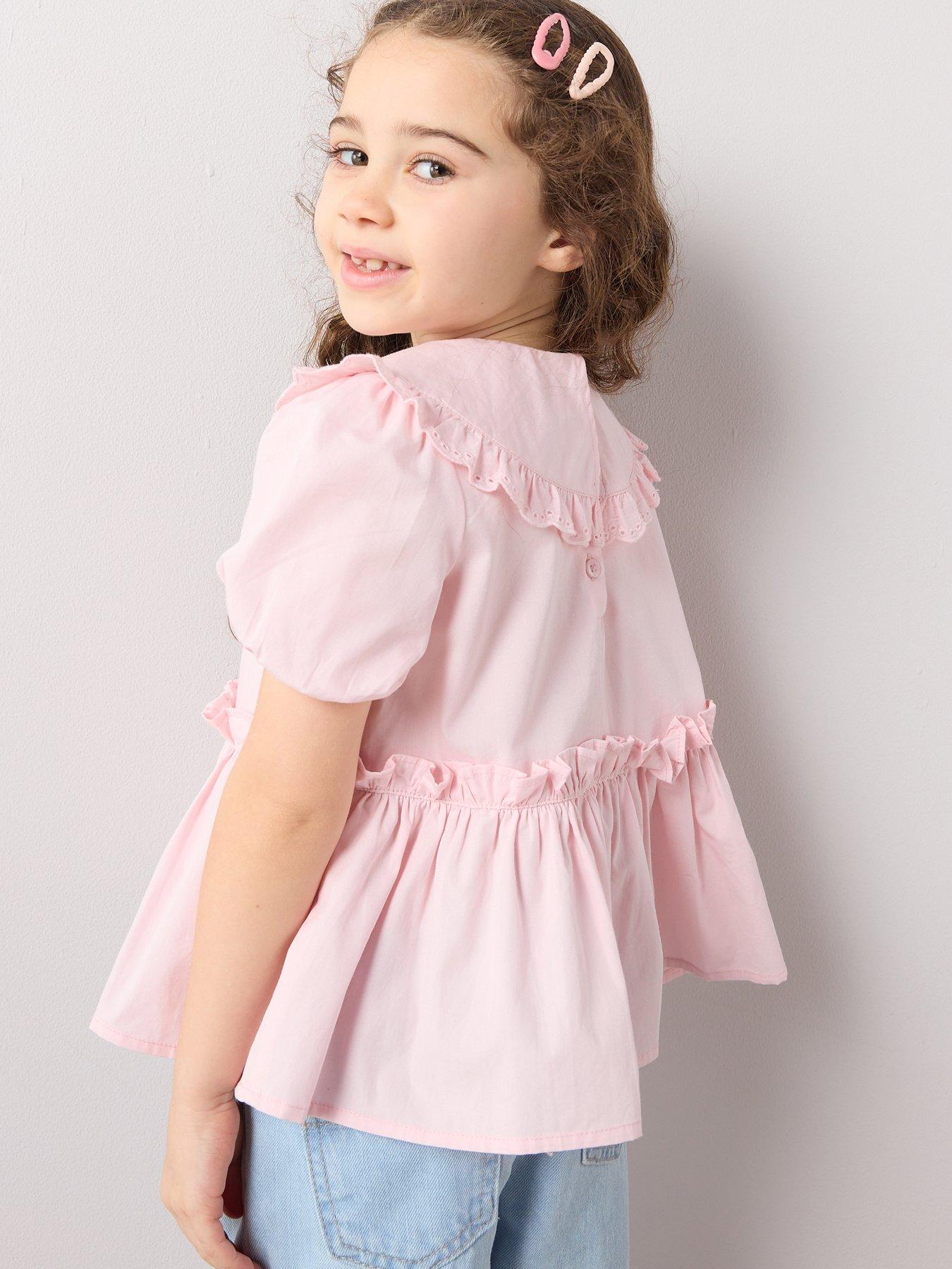 Image 2 of 7 of The Very Collection Girls Woven Collar Blouse - Pink