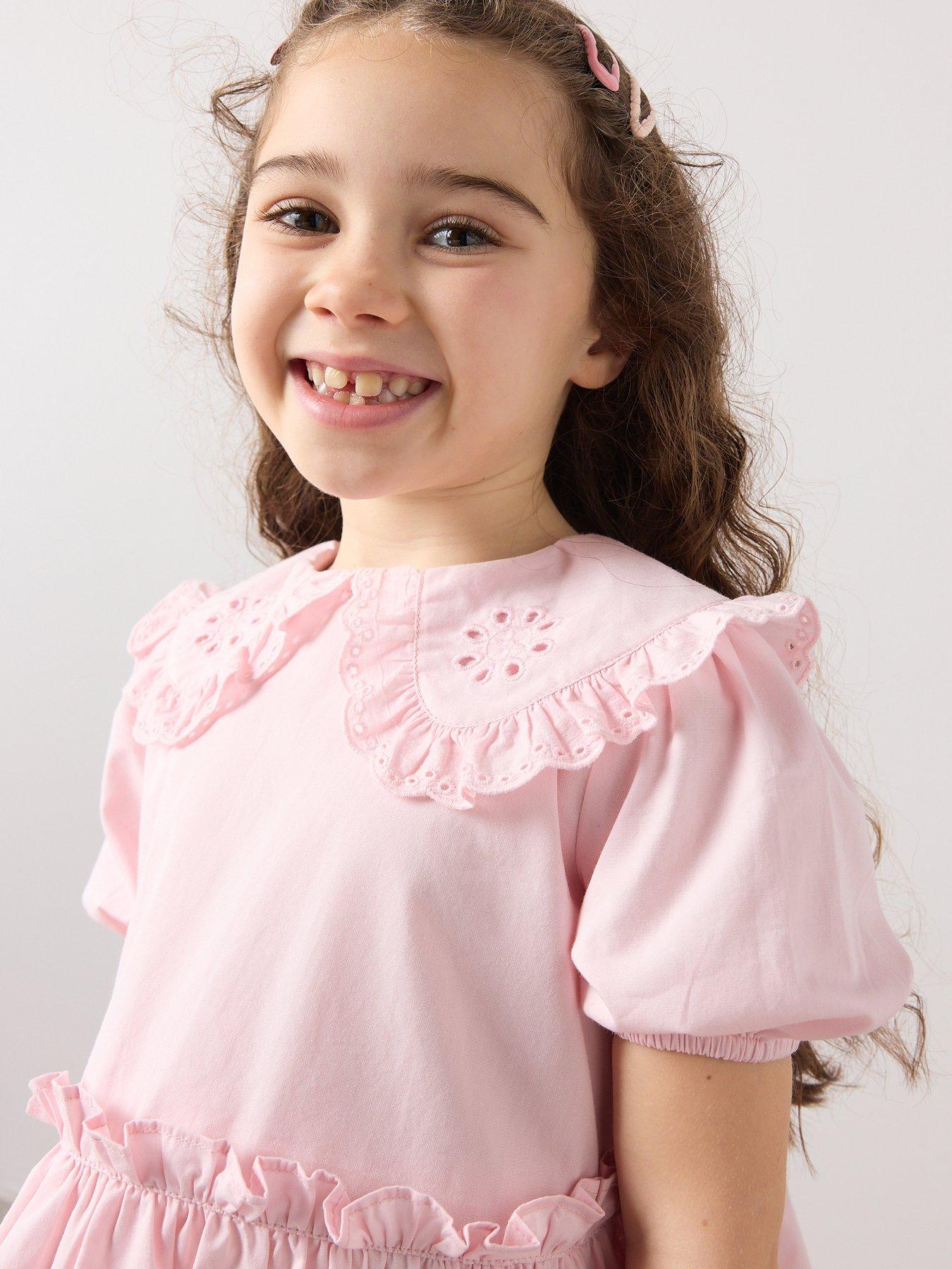 Image 4 of 7 of The Very Collection Girls Woven Collar Blouse - Pink