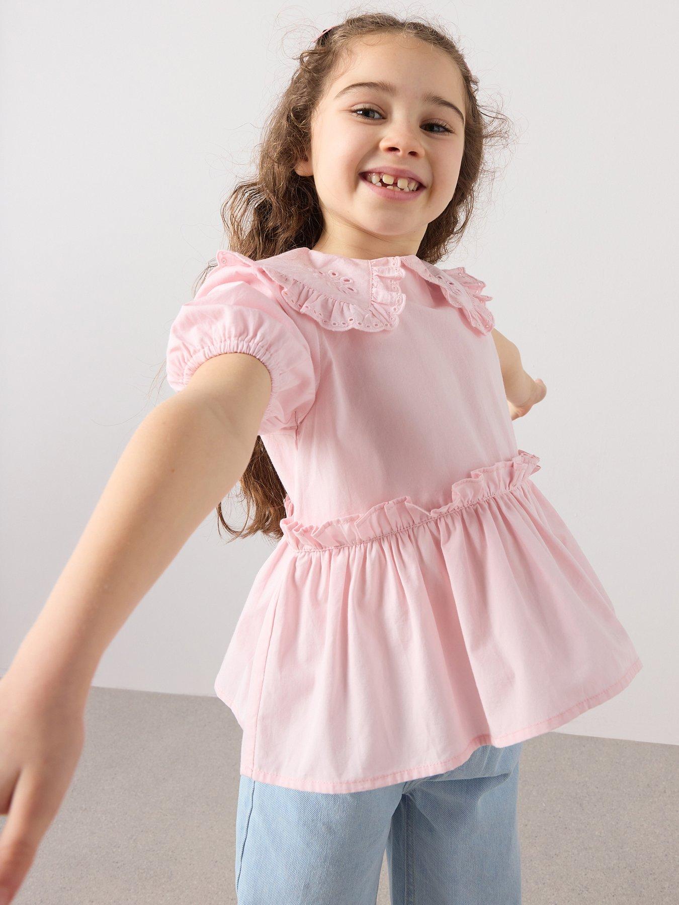 Image 5 of 7 of The Very Collection Girls Woven Collar Blouse - Pink