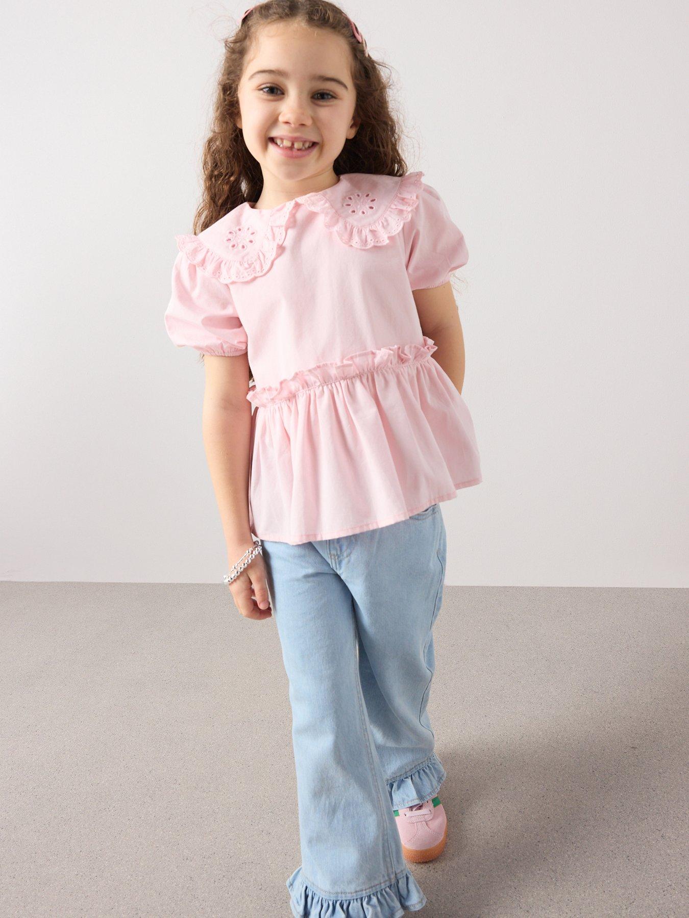 Image 6 of 7 of The Very Collection Girls Woven Collar Blouse - Pink