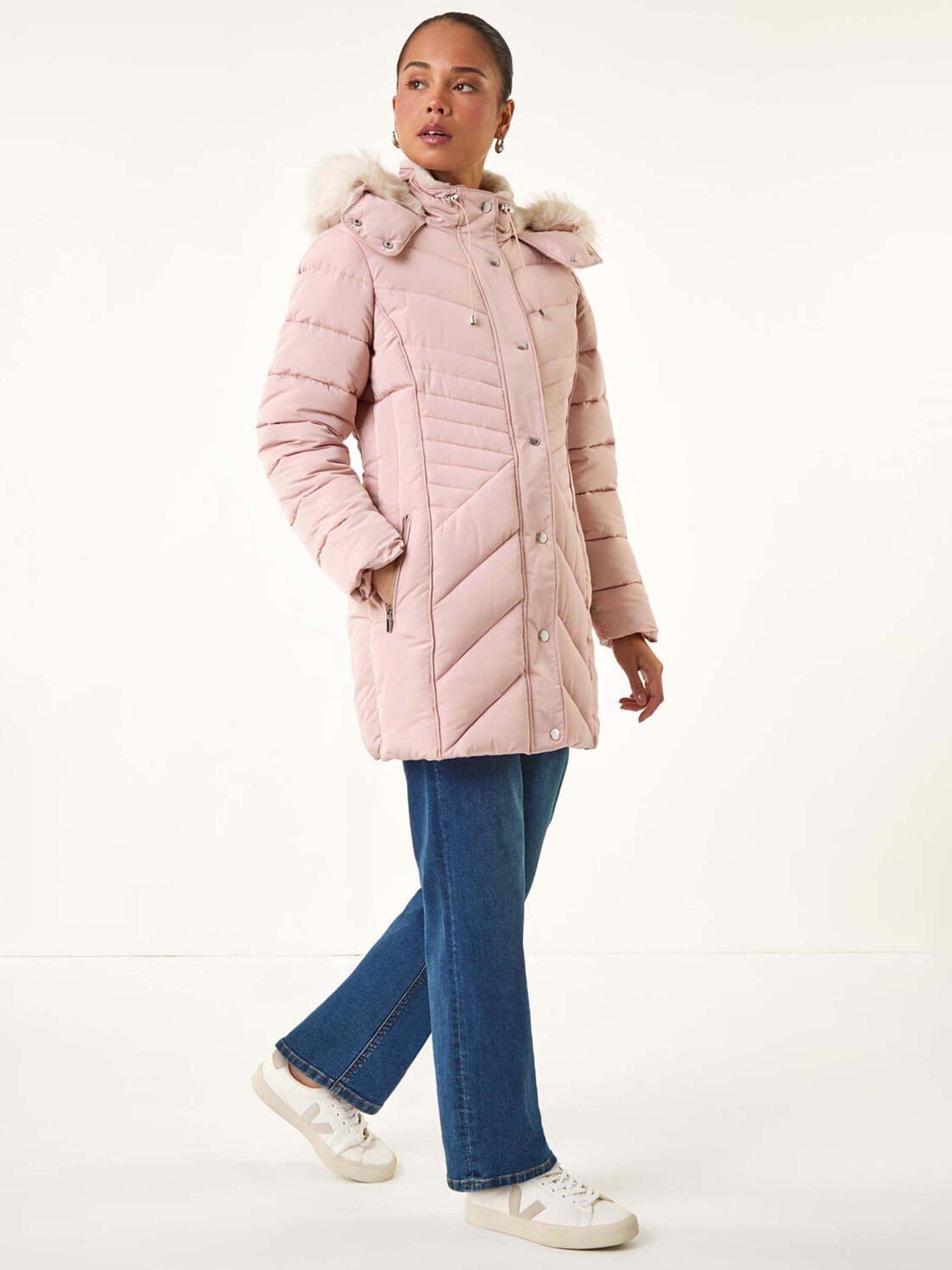 Image 3 of 5 of Roman Petite Longline Padded Puffer Coat - Light Pink