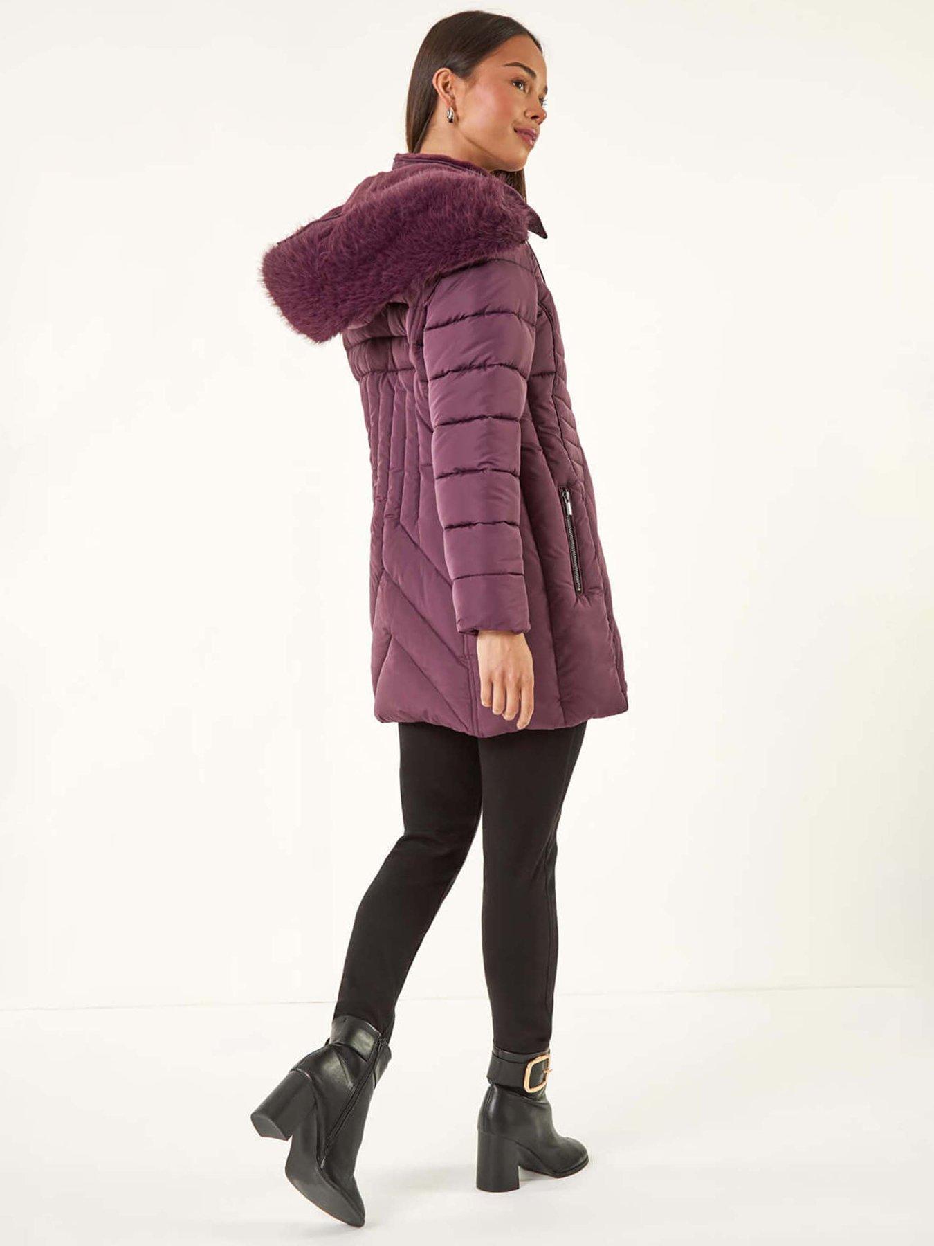 Image 2 of 5 of Roman Petite Longline Padded Puffer Coat - Plum