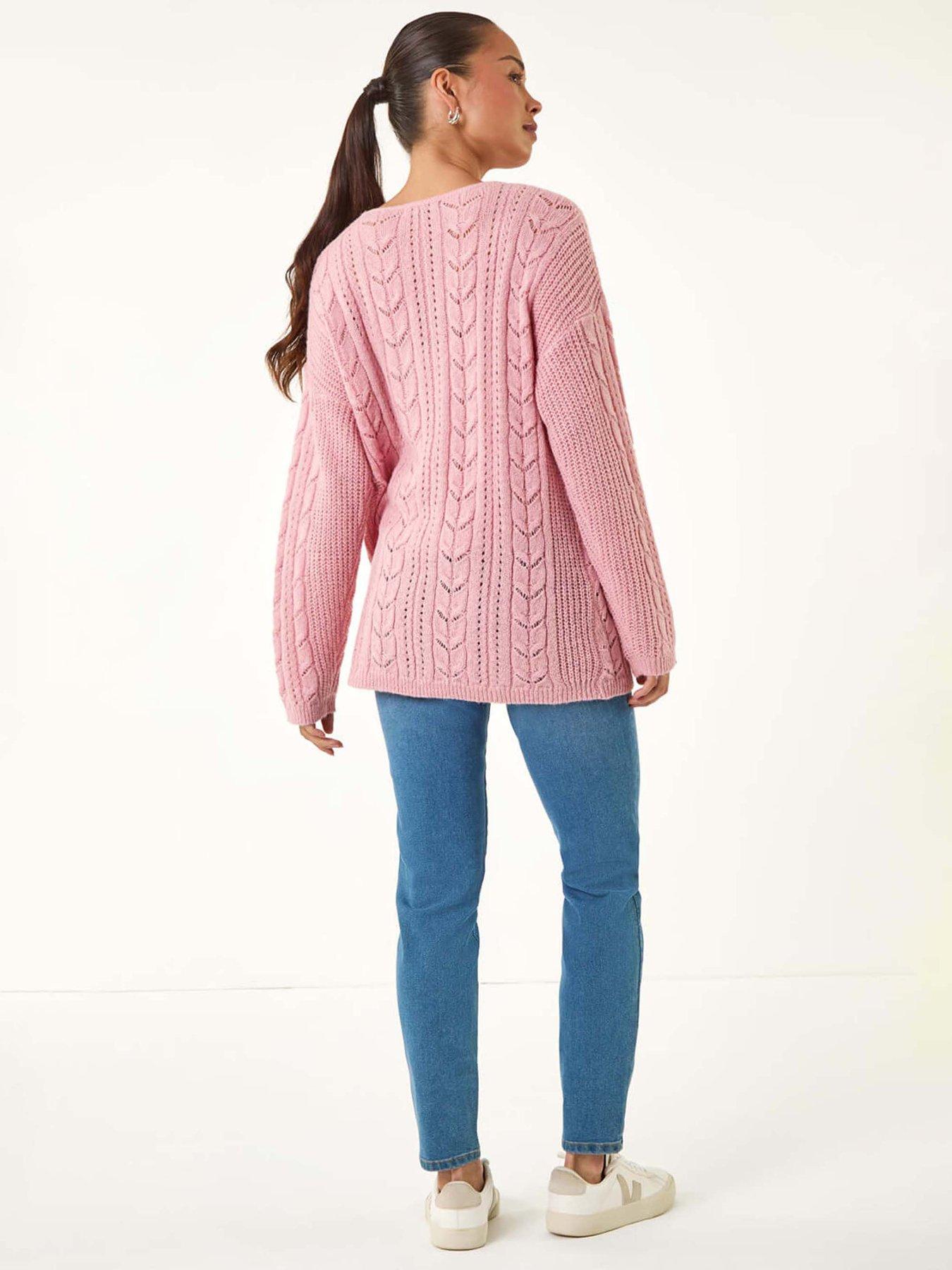 Image 2 of 5 of Roman Petite V-neck Knit Jumper - Light Pink