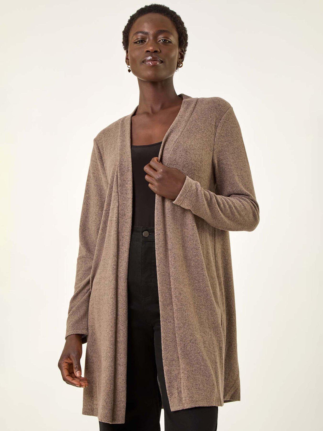 Image 1 of 5 of Roman Longline Knit Cardigan - Beige