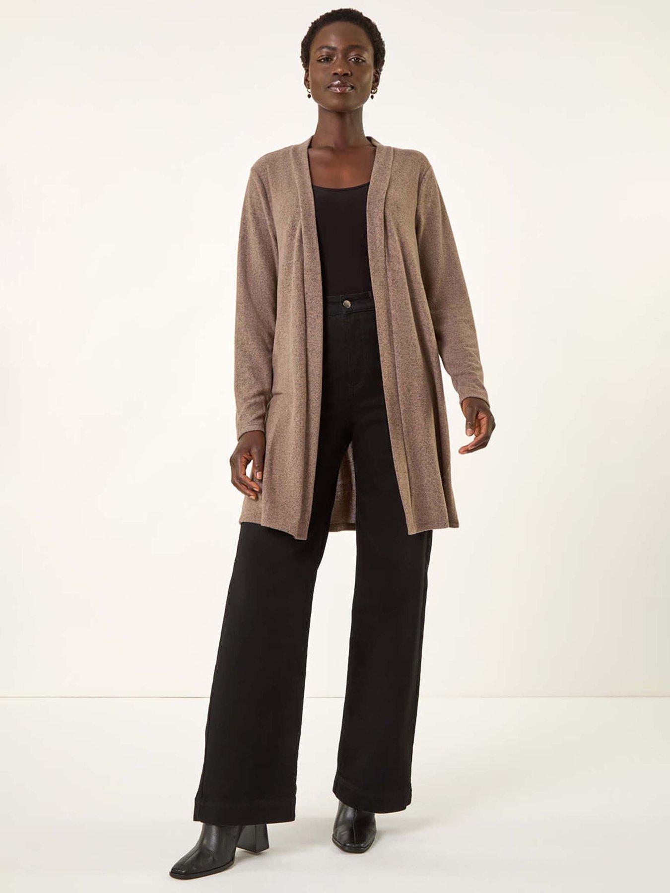 Image 3 of 5 of Roman Longline Knit Cardigan - Beige
