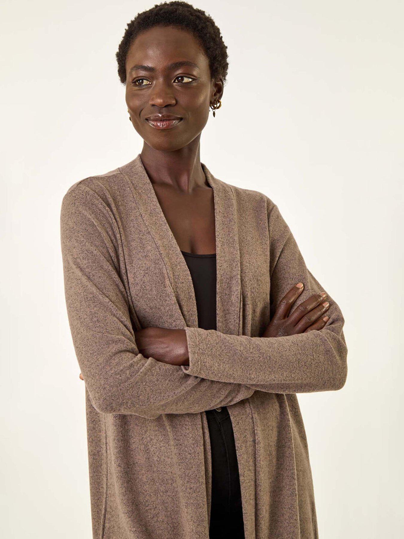 Image 4 of 5 of Roman Longline Knit Cardigan - Beige