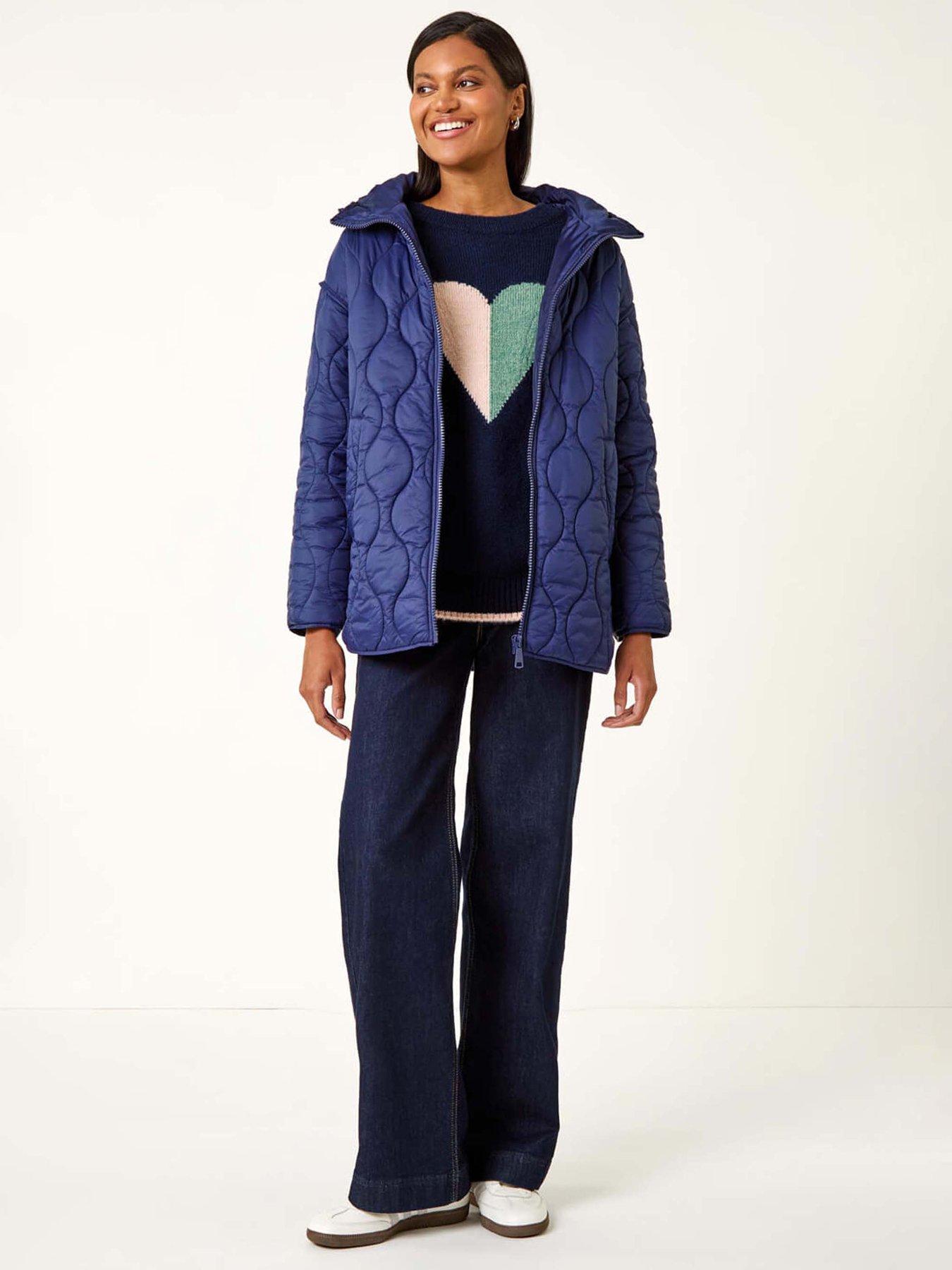 Image 3 of 5 of Roman Quilted Hooded Coat - Navy