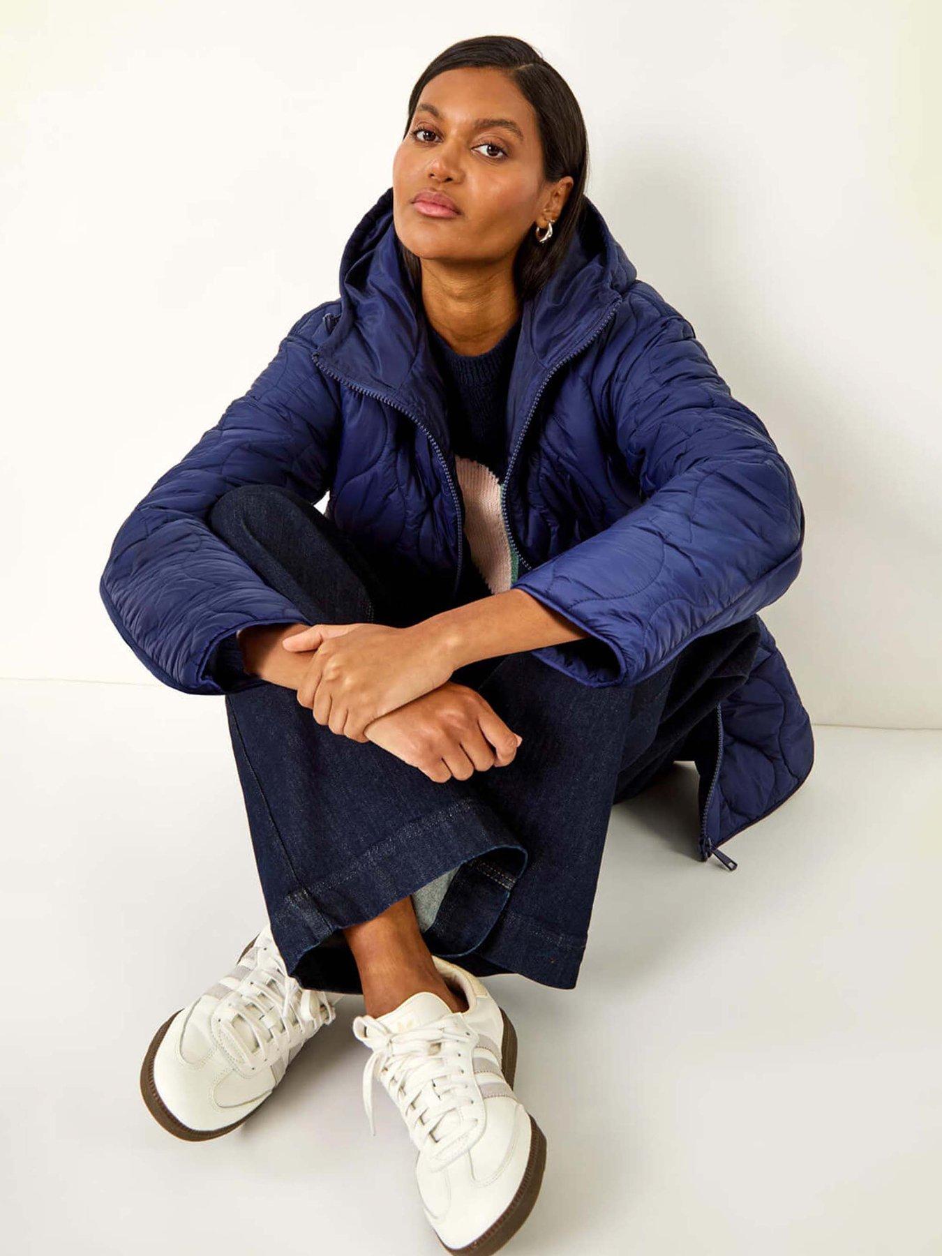 Image 4 of 5 of Roman Quilted Hooded Coat - Navy