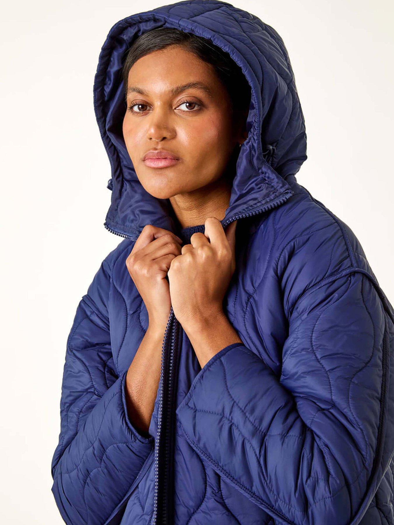 Image 5 of 5 of Roman Quilted Hooded Coat - Navy