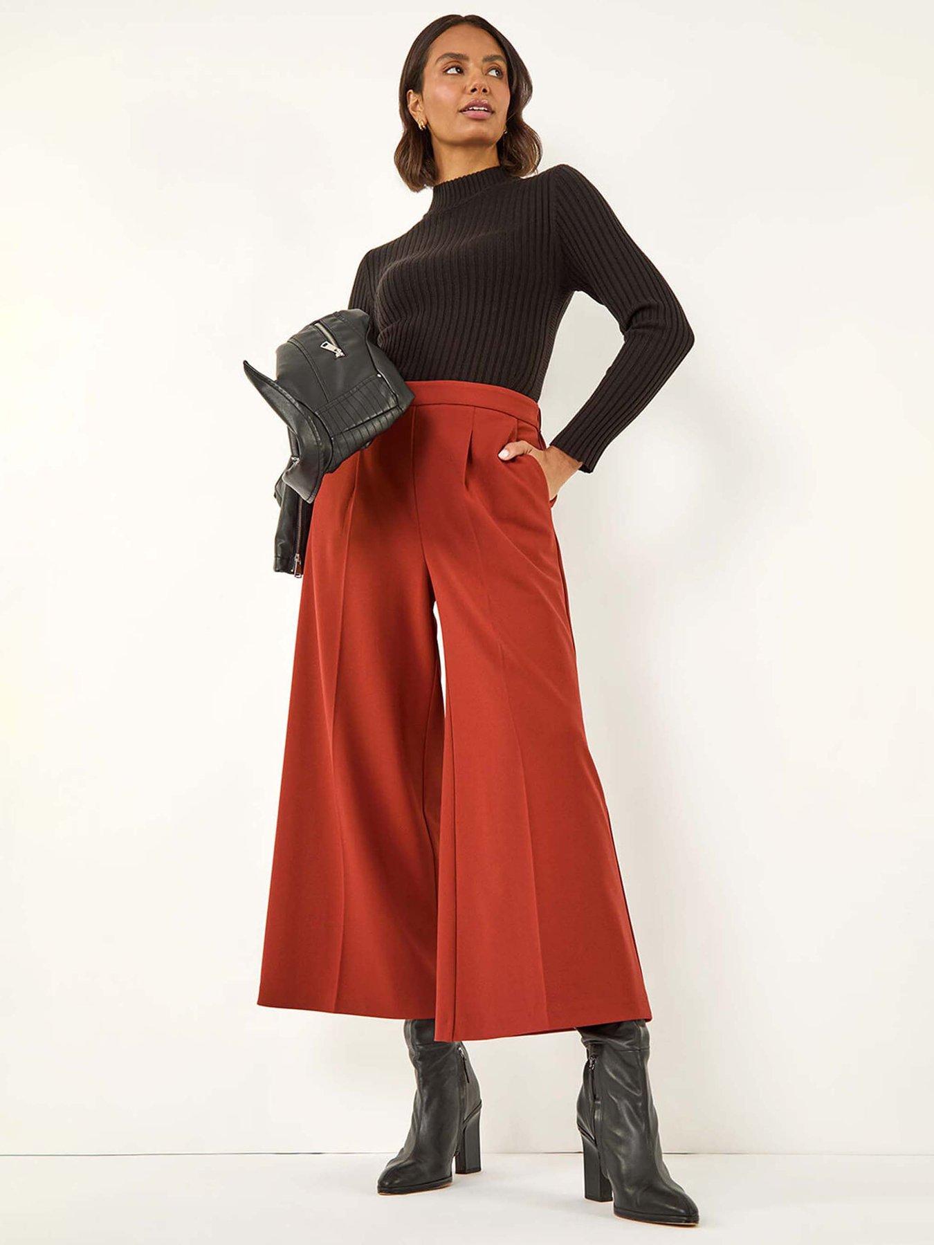 Image 3 of 5 of Roman Wide Leg Premium Stretch Culottes - Rust