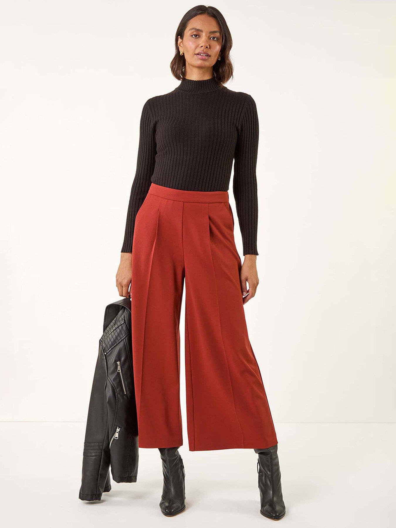 Image 4 of 5 of Roman Wide Leg Premium Stretch Culottes - Rust