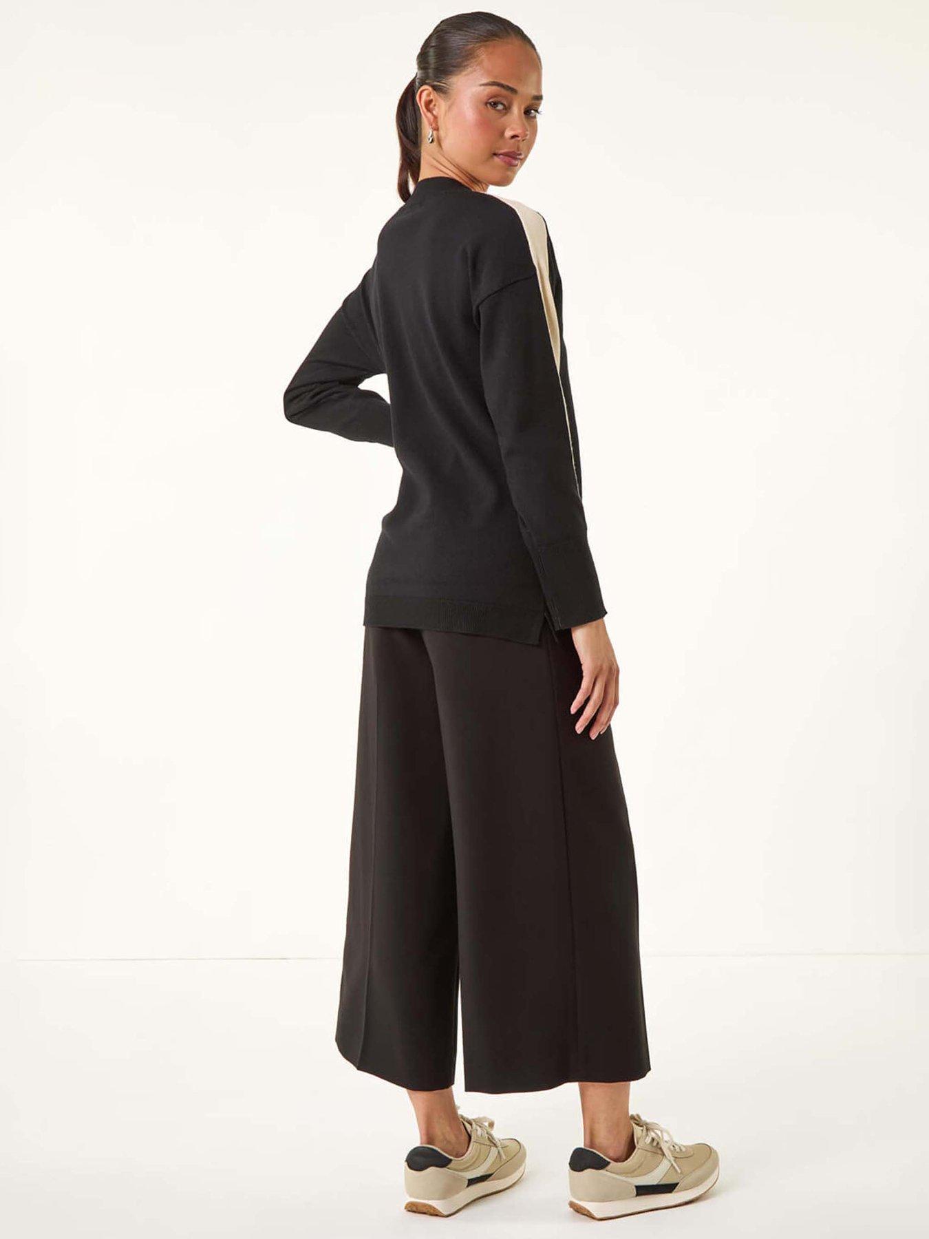 Image 2 of 5 of Roman Petite Contrast Knitted Jumper - Black