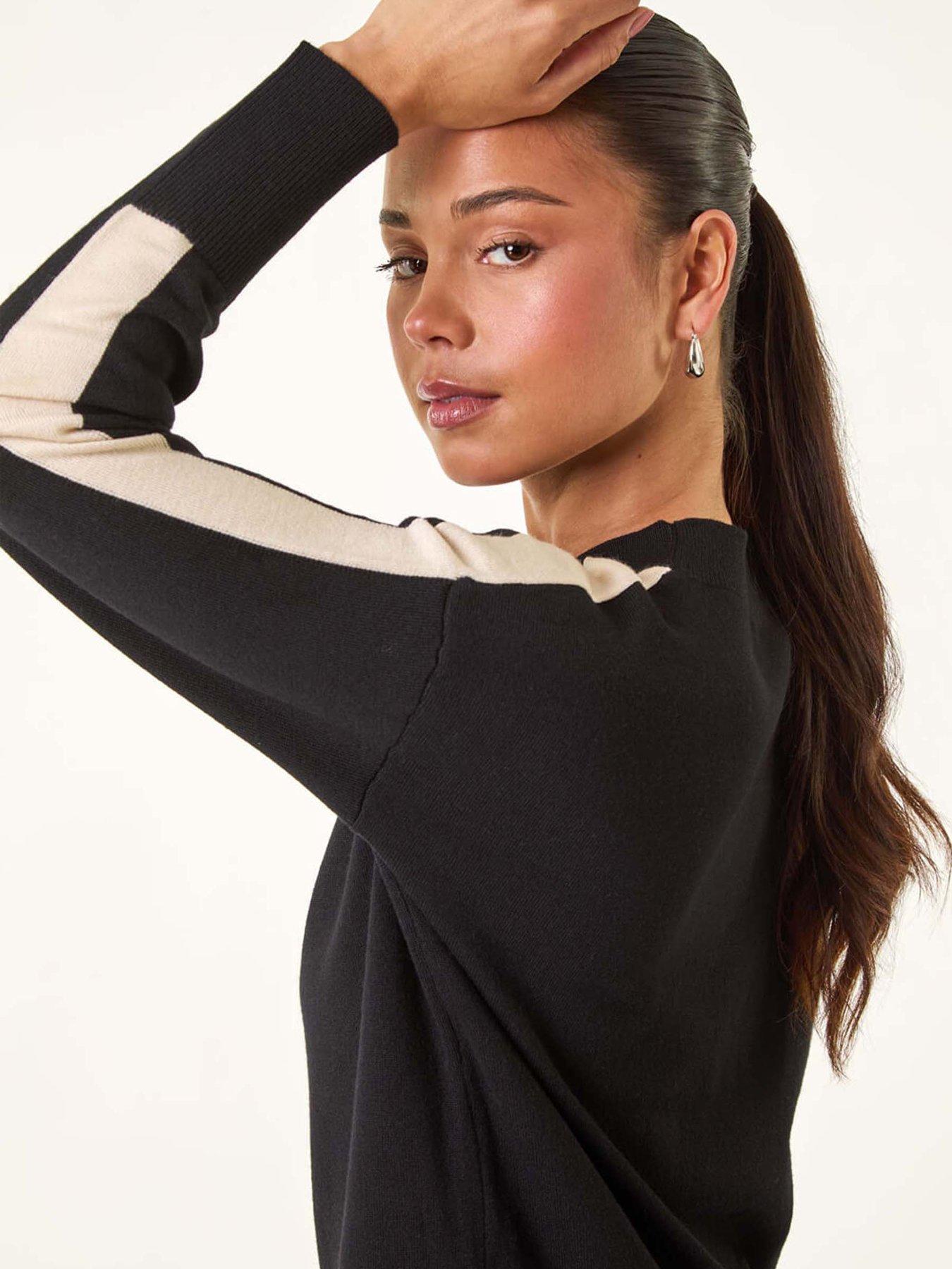 Image 4 of 5 of Roman Petite Contrast Knitted Jumper - Black