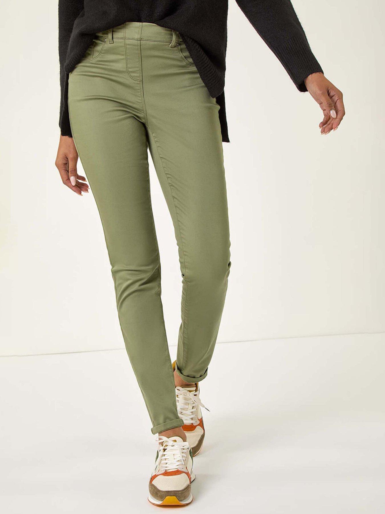 Roman Elastic Waist 31" Denim Stretch Jegging - Sage