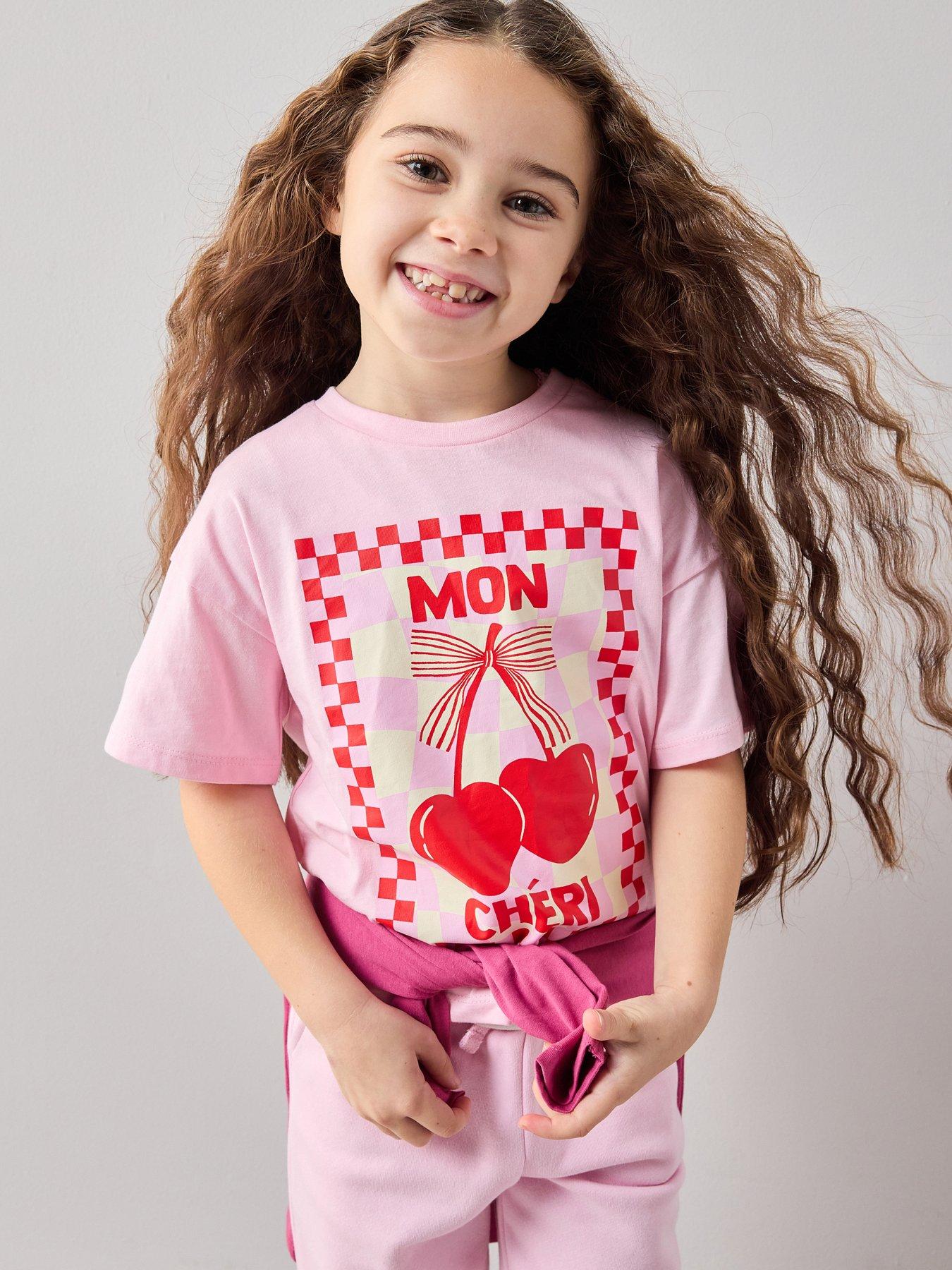 The Very Collection Girls Single Graphic Tee - Cherry Bow